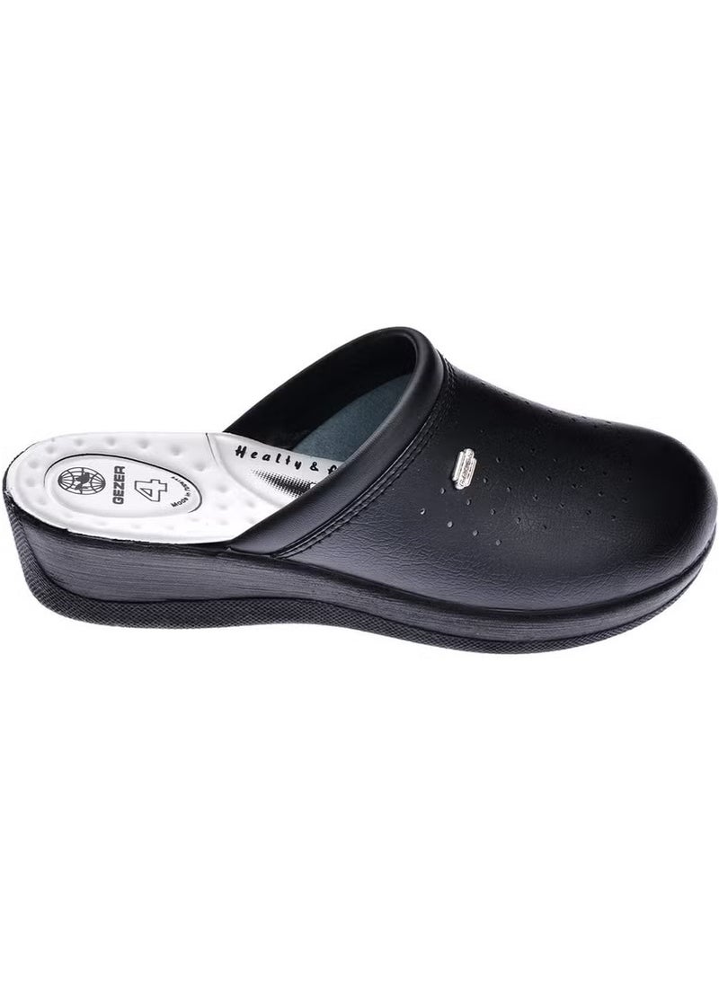 Gezer 04770 4 Point Anatomical Sabo Men Women Slippers Hospital & Business Black - Image 1